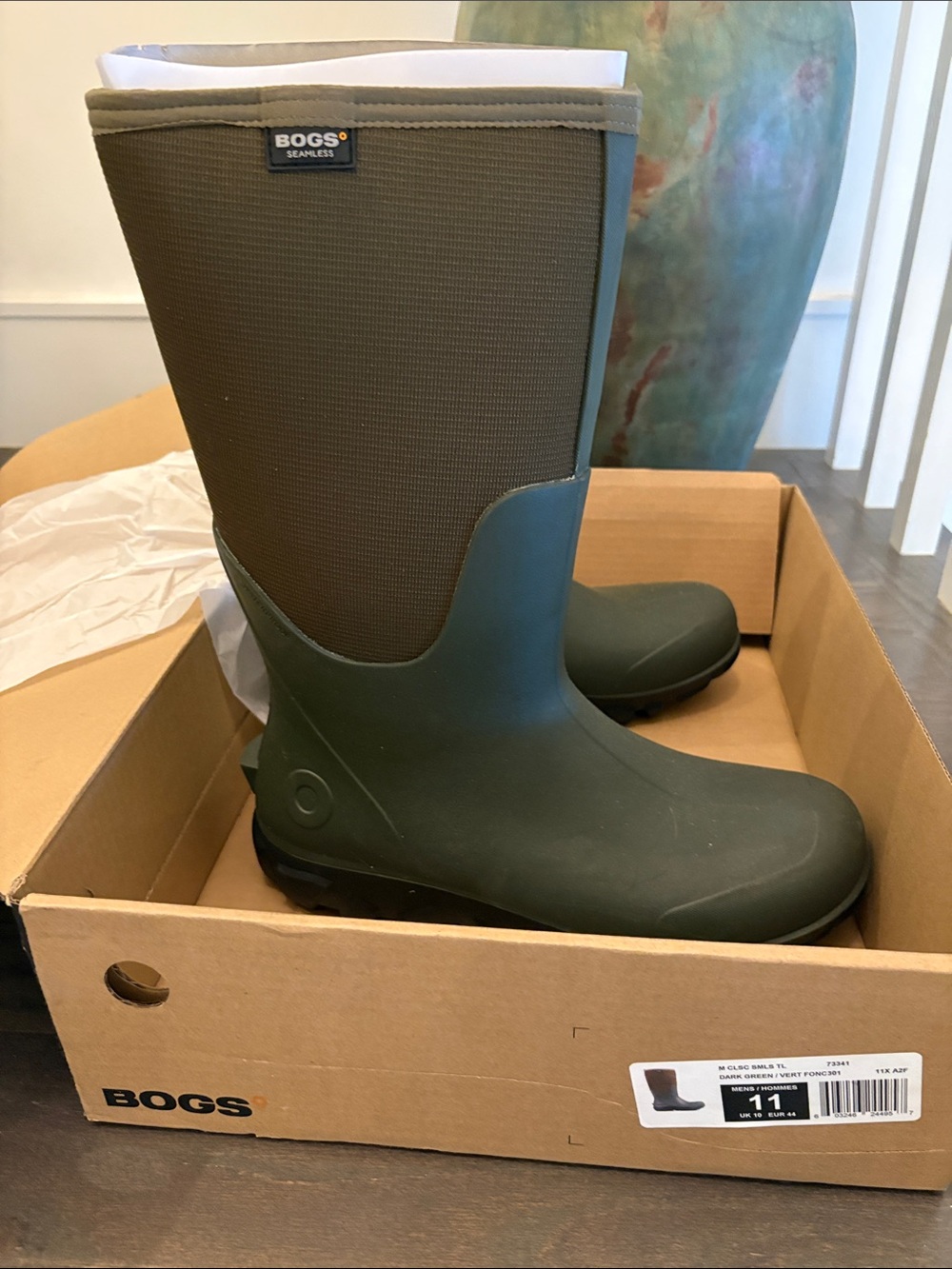 Bogs Men's Dark Olive Green Waterproof Mid-Calf Rain Boots